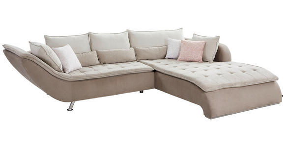 ECKSOFA in Webstoff Taupe, Beige  - Taupe/Sandfarben, Design, Textil/Metall (300/220cm) - Hom`in