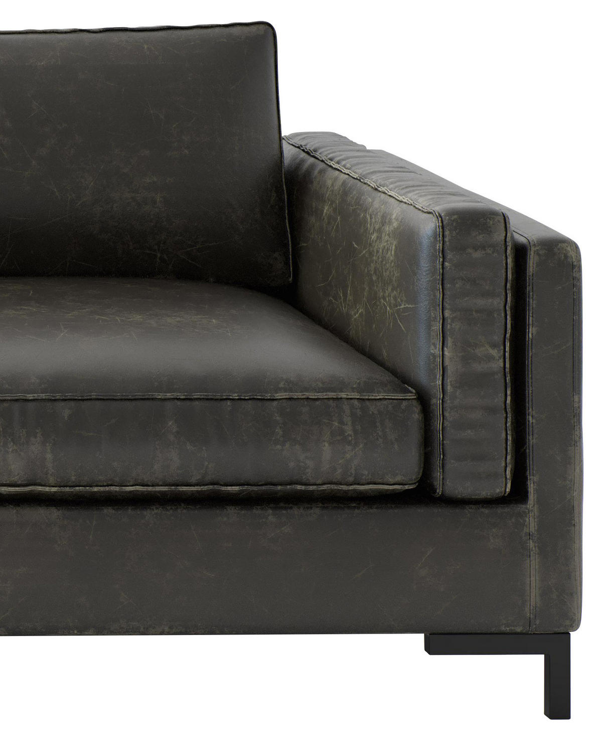 ECKSOFA Packo Olivgrün Lederlook, Flachgewebe  - Schwarz/Olivgrün, Design, Textil/Metall (160/265cm) - Livetastic