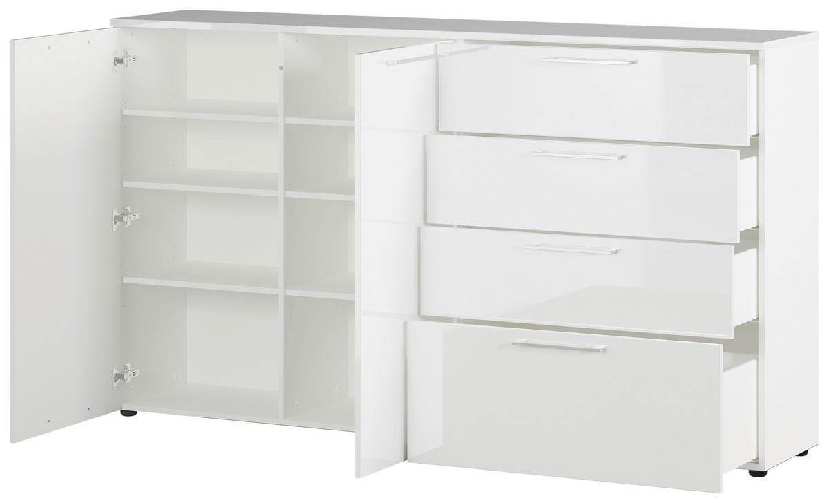 SIDEBOARD  in 186/107/40 cm  - Chromfarben/Schwarz, MODERN, Holzwerkstoff/Kunststoff (186/107/40cm) - Germania