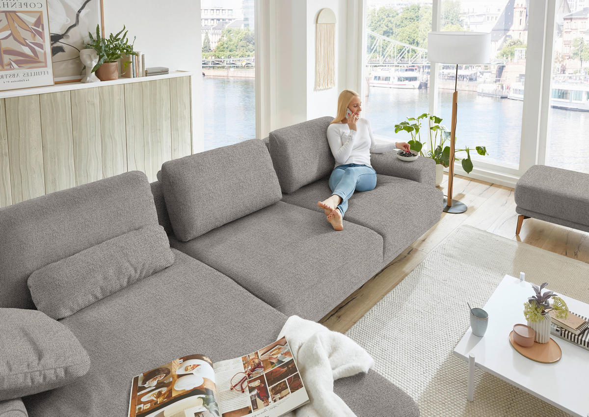 ECKSOFA in Flachgewebe Braun  - Wildeiche/Braun, Design, Holz/Textil (193/334cm) - Niels Andersson
