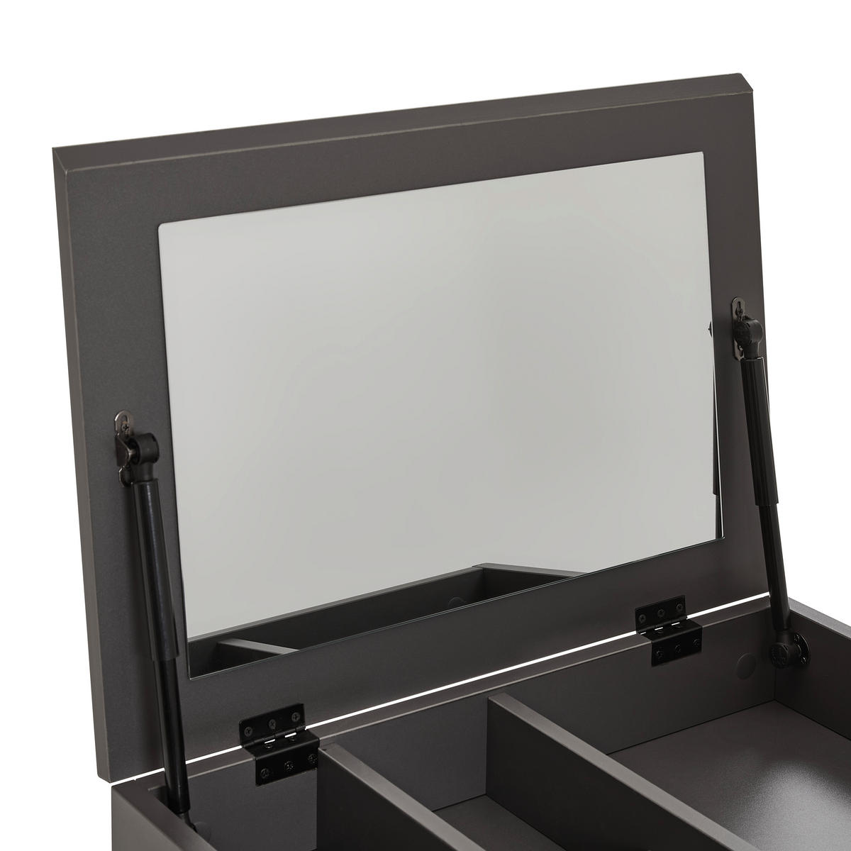 SCHMINKTISCH Kiefer massiv Grau, Schwarz, Weiß  - Schwarz/Weiß, LIFESTYLE, Glas/Holz (60/82/42cm) - MID.YOU