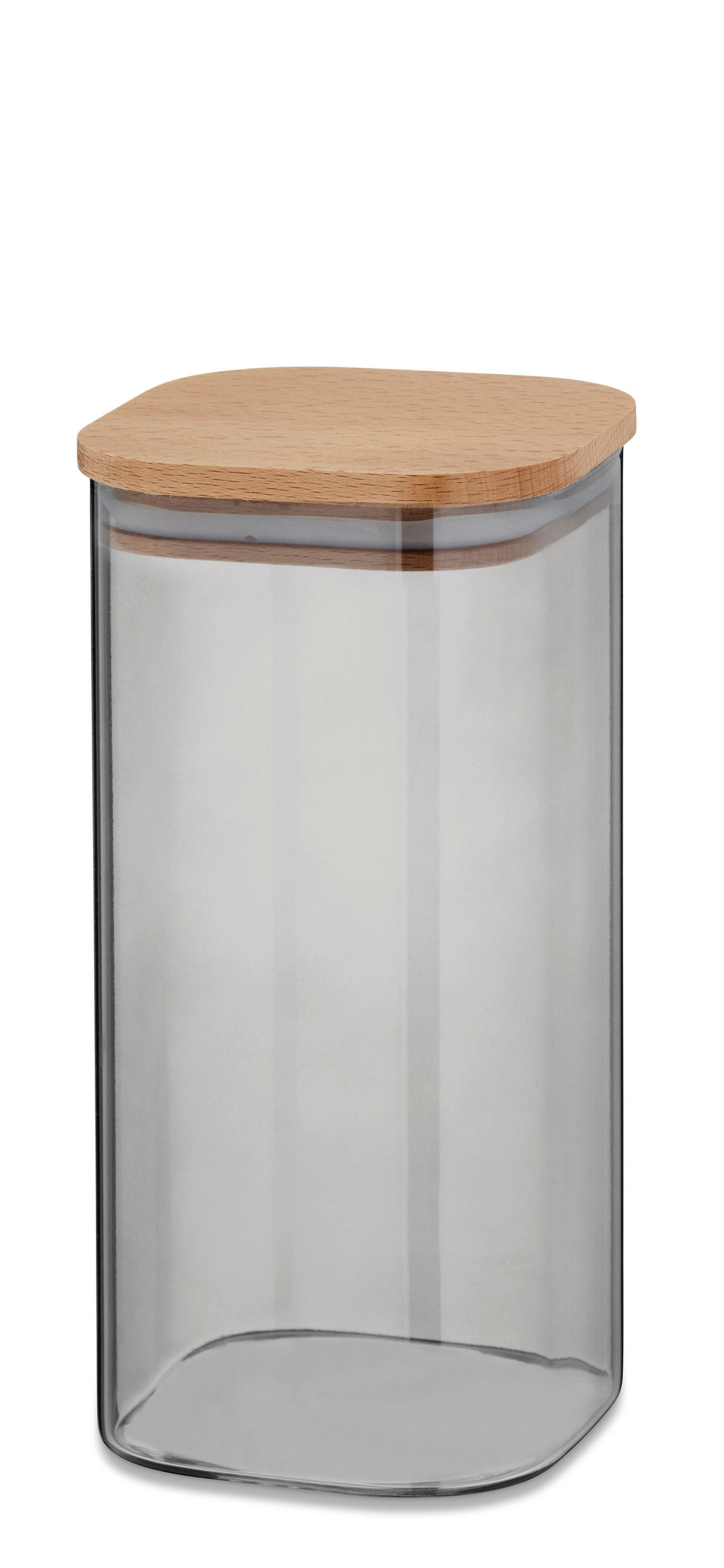 SCHÜTTDOSE 1,5 l  - Hellgrau, Basics, Glas/Holz (10/10/20cm) - Kela