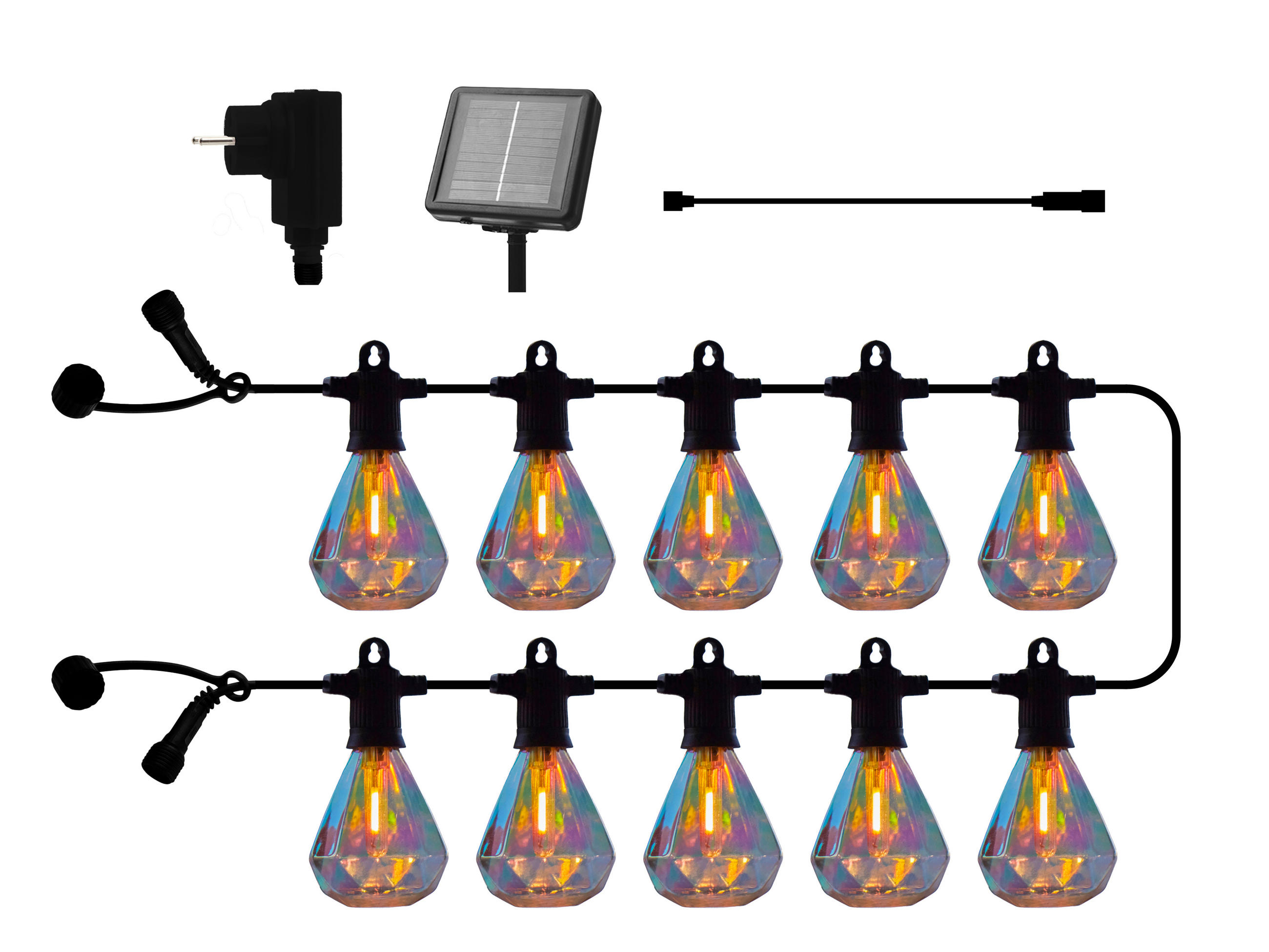 LICHTERKETTE 300 cm  - Transparent/Schwarz, Basics, Kunststoff (300cm)