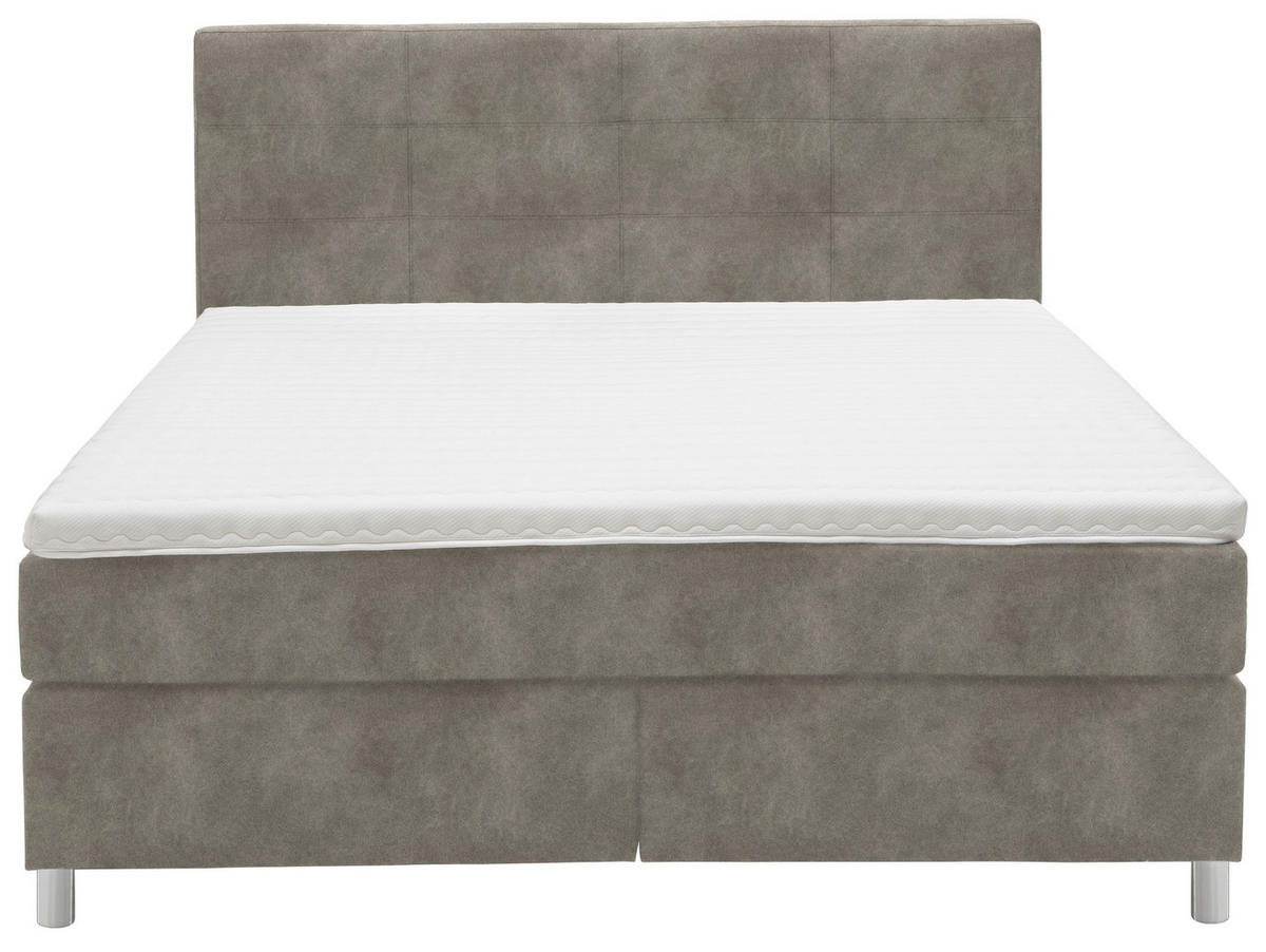 BOXSPRINGBETT 160/200 cm  in Hellgrau  - Chromfarben/Hellgrau, KONVENTIONELL, Kunststoff/Textil (160/200cm) - Voleo