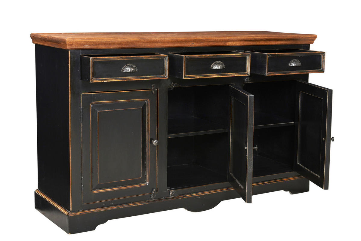 SIDEBOARD  150/90/40 cm 3 Schublade(n)  - Messingfarben/Schwarz, Design, Holz/Holzwerkstoff (150/90/40cm) - MID.YOU