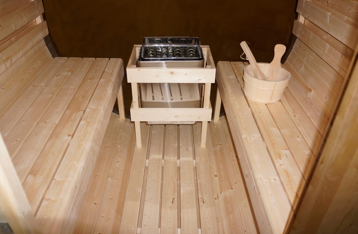 SAUNA für 4 Personen Nyborg  - Naturfarben, KONVENTIONELL, Glas/Holz (204,9/194,9/194,2cm)