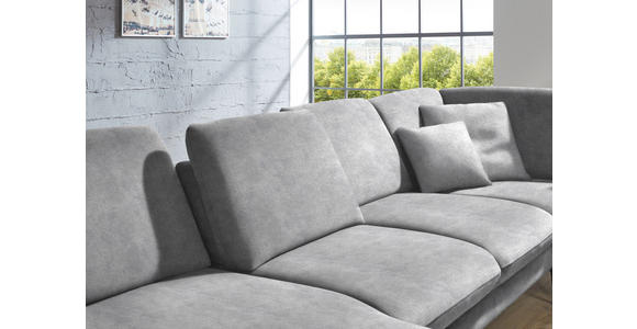 WOHNLANDSCHAFT in Velours Hellgrau - Hellgrau/Schwarz, Design, Textil/Metall (180/344/208cm) - Dieter Knoll