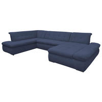 WOHNLANDSCHAFT Dunkelblau Mikrofaser  - Chromfarben/Dunkelblau, KONVENTIONELL, Textil/Metall (216/353/172cm) - MID.YOU