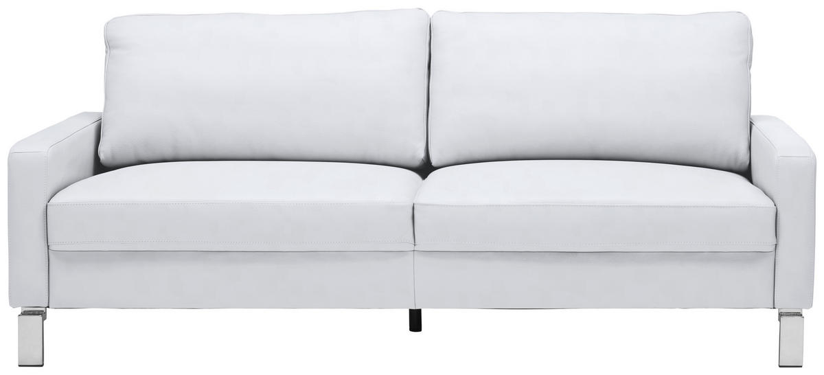 2-SITZER-SOFA in Echtleder Weiß  - Chromfarben/Weiß, Design, Leder/Metall (184/81/97cm) - Pure Home Lifestyle