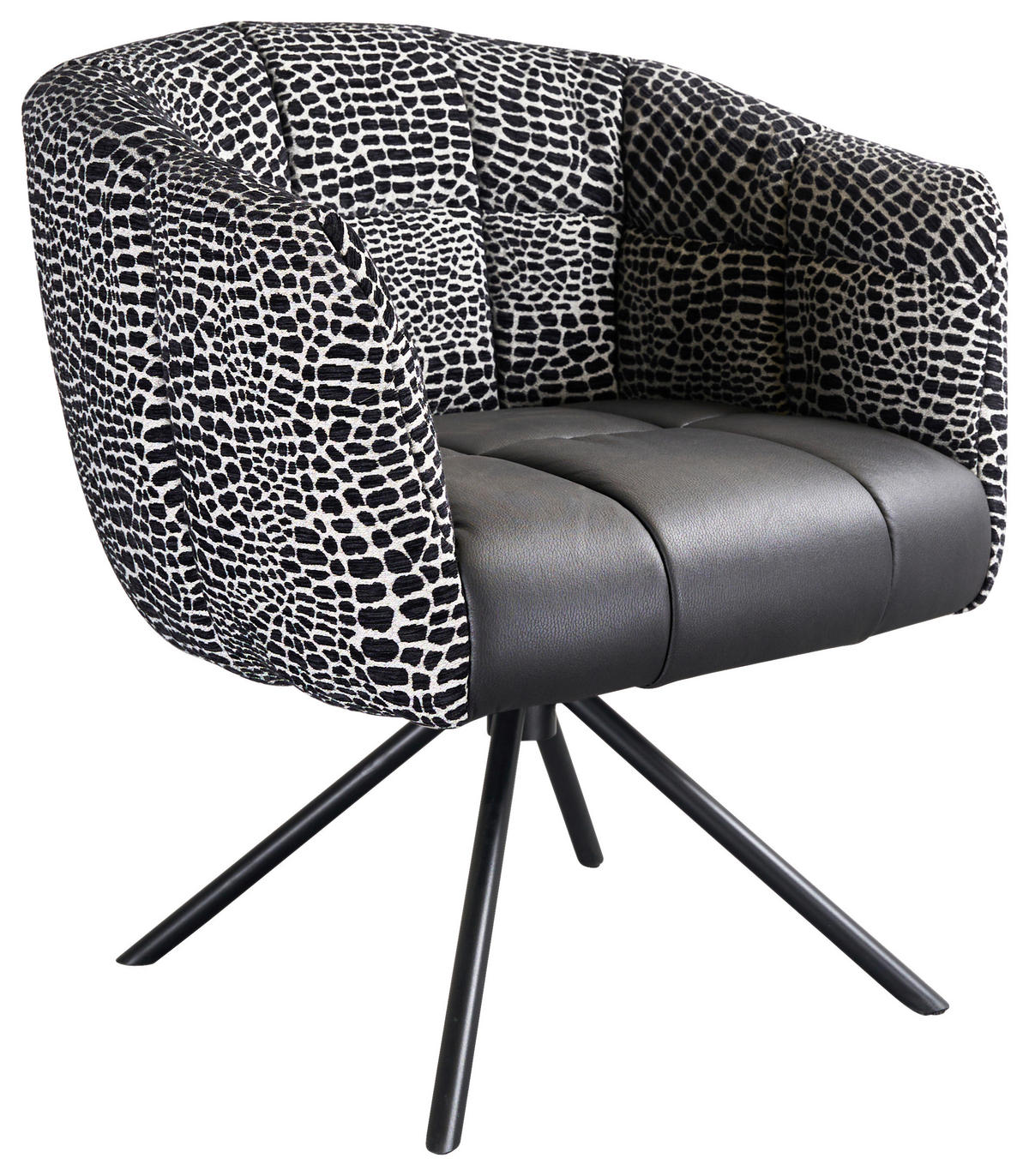 ARMLEHNSTUHL  Sitzfläche 360° drehbar Webstoff, Mikrofaser  - Schwarz, Design, Textil/Metall (67/80/65cm) - Novel