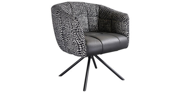 ARMLEHNSTUHL  Sitzfläche 360° drehbar Webstoff, Mikrofaser  Schwarz  - Schwarz, Design, Textil/Metall (67/80/65cm) - Novel
