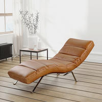 RELAXLIEGE Echtleder Cognac  - Cognac/Silberfarben, Design, Leder/Metall (65/65-95/171cm) - Livetastic