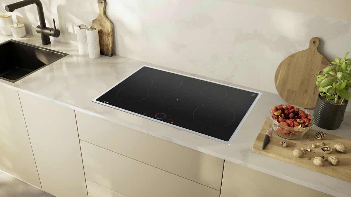 INDUKTIONSKOCHFELD T58SHF1L0  - Edelstahlfarben/Schwarz, Basics, Glas/Metall (80,2/5,5/52,3cm) - Neff