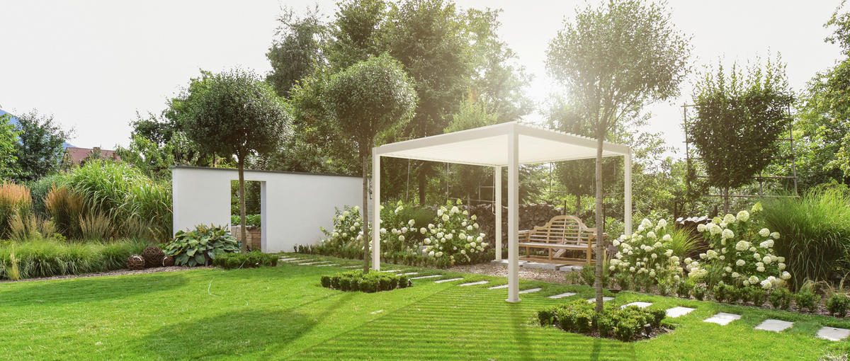 PERGOLA velikost: 400/250/300 cm - bílá, Moderní, kov (400/250/300cm) - Gardenson