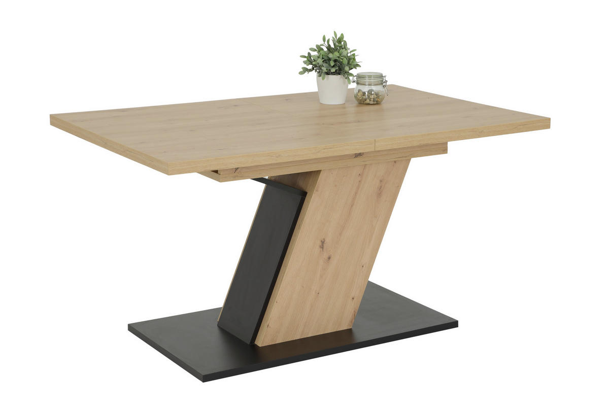 TISCHGRUPPE in Metall, Textil, Holzwerkstoff Anthrazit, Eiche Artisan  - Anthrazit/Eiche Artisan, MODERN, Holzwerkstoff/Textil (140 - 180/76/90cm) - MID.YOU