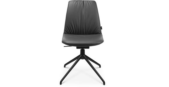 STUHL in Aluminium Echtleder pigmentiert Metall, Leder - Anthrazit/Schwarz, Design, Leder/Metall (46/81,5-84,5/55cm) - Johann Jakob