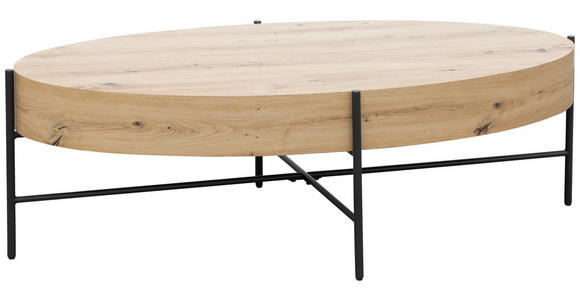COUCHTISCH in Metall, Holzwerkstoff 120/60/38 cm  - Eichefarben/Schwarz, Design, Holzwerkstoff/Metall (120/60/38cm) - Carryhome
