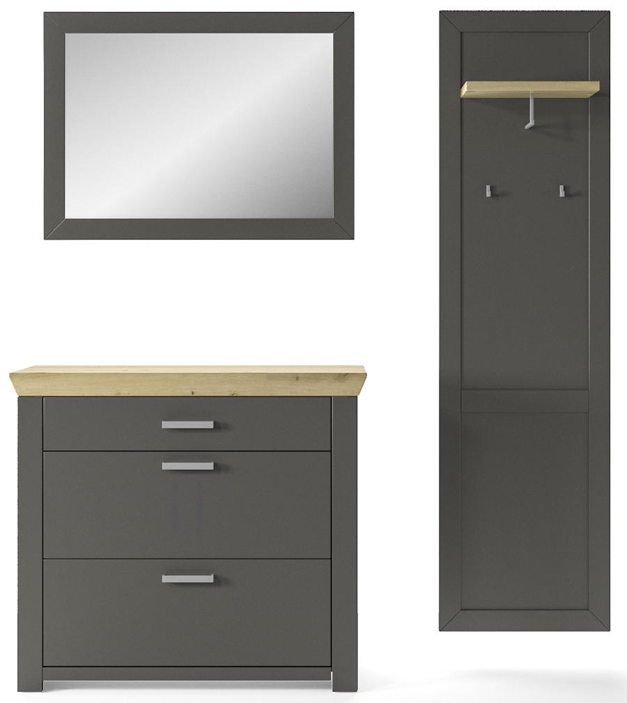 GARDEROBE 3-teilig  in 172/201/42,2 cm  - Eichefarben/Graphitfarben, Basics, Holzwerkstoff (172/201/42,2cm) - SetOne by Musterring