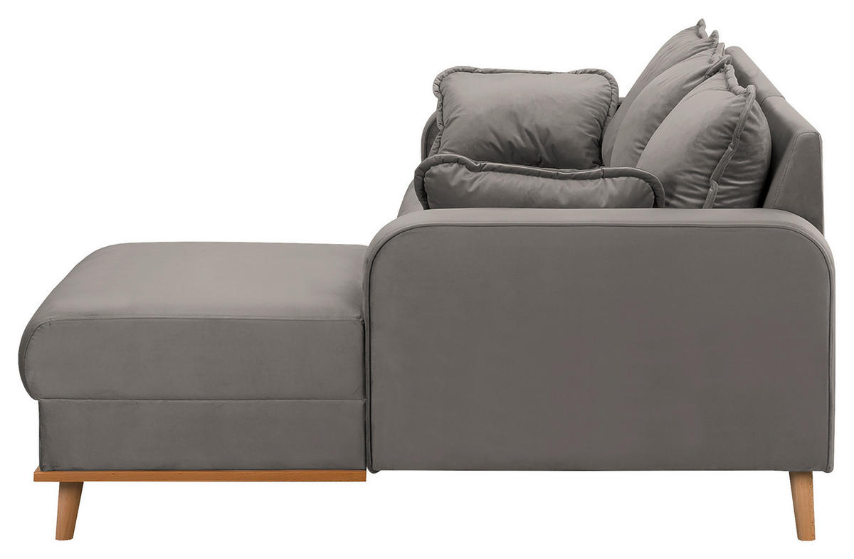 ECKSOFA in Mikrofaser Grau  230/150 cm  - Wengefarben/Grau, Design, Holz/Textil (230/150cm) - Livetastic