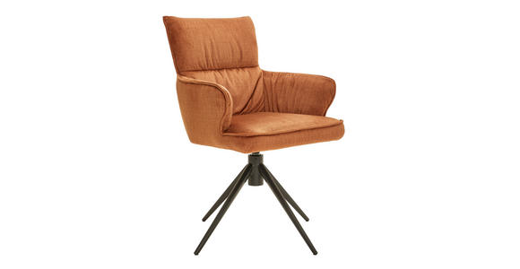 ARMLEHNSTUHL in Eisen Velours - Dunkelgelb/Schwarz, Design, Textil/Metall (58/91/62cm) - Dieter Knoll