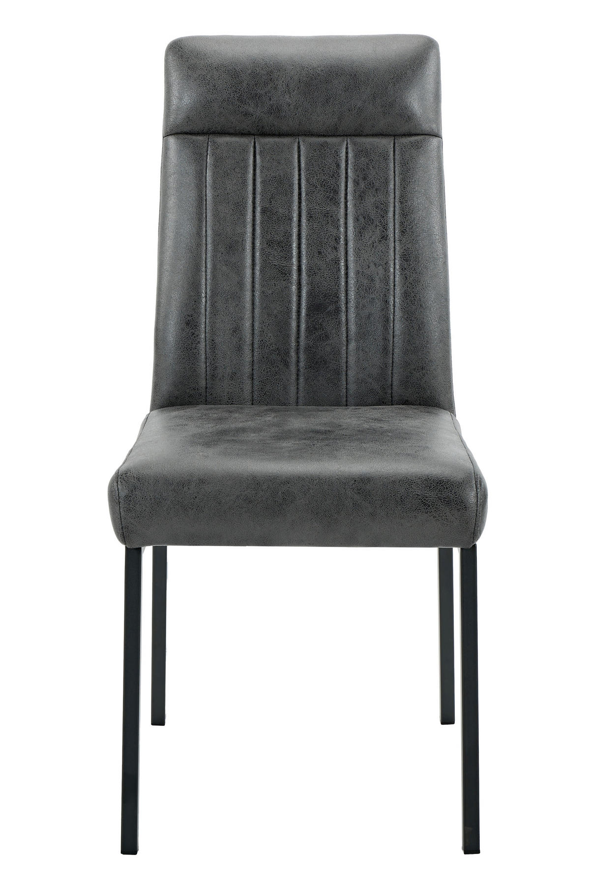 STUHL-SET 4 Stück  in Stahl Mikrofaser  - Anthrazit/Schwarz, MODERN, Textil/Metall (44/96/62cm) - MID.YOU