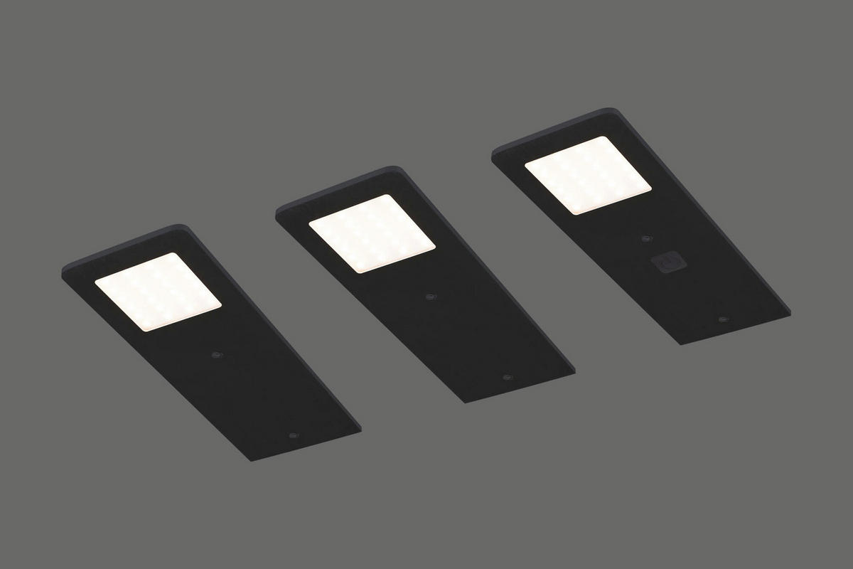 UNTERBAULEUCHTEN-SET 7/0,4/19 cm   - Schwarz, Basics, Metall (7/0,4/19cm)