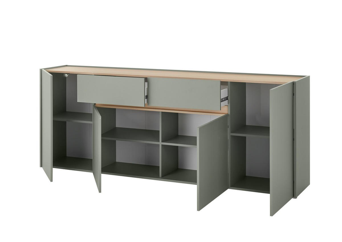 SIDEBOARD  223/86/40 cm 2 Schublade(n)  - Eichefarben/Schwarz, Design, Holzwerkstoff/Kunststoff (223/86/40cm) - Modante