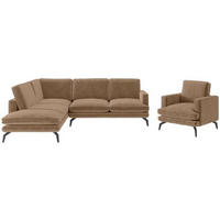SITZGARNITUR Flachgewebe Braun  - Schwarz/Braun, Design, Textil/Metall (202/250cm) - Livetastic