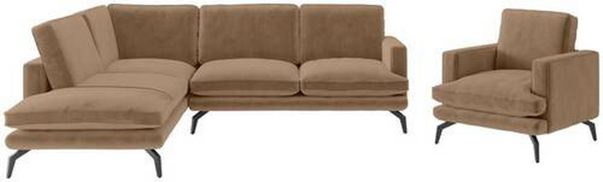 SITZGARNITUR Flachgewebe Braun  - Schwarz/Braun, Design, Textil/Metall (202/250cm) - Livetastic