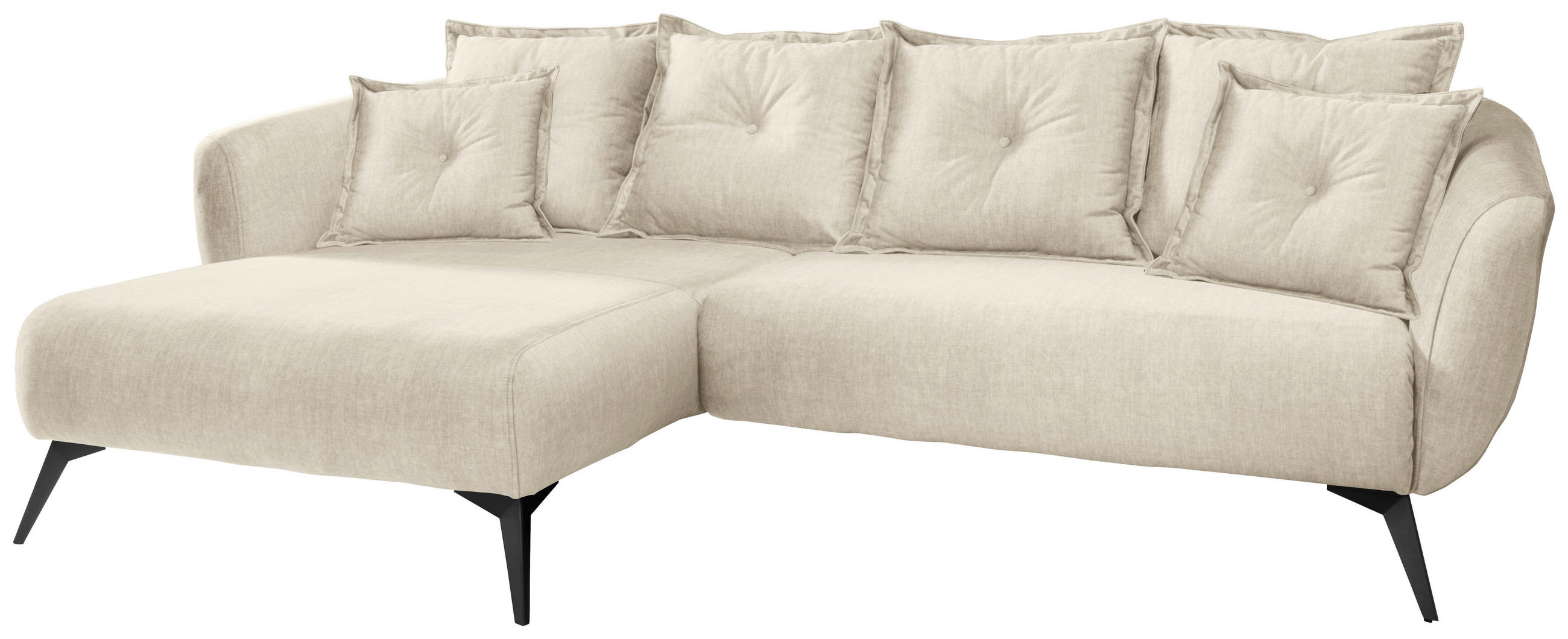 ECKSOFA Velours Schwarz, Beige  - Beige/Schwarz, Modern, Textil/Metall (162/277cm) - Livetastic