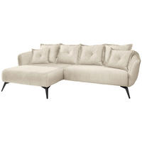 ECKSOFA Schwarz, Beige Velours  - Beige/Schwarz, MODERN, Textil/Metall (162/277cm) - Livetastic