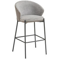 BARHOCKER Samt Grau Eisen  - Schwarz/Grau, MODERN, Textil/Metall (53,5/101/54cm) - MID.YOU