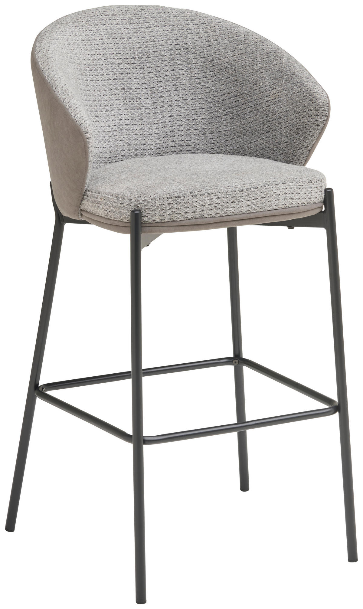 BARHOCKER Samt Grau Eisen  - Schwarz/Grau, MODERN, Textil/Metall (53,5/101/54cm) - MID.YOU