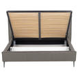 POLSTERBETT gepolstertes Kopfteil, Lattenrost, Bettkasten Grau 160/200 cm  - Schwarzchrom/Grau, KONVENTIONELL, Leder/Holz (160/200cm) - Esposa