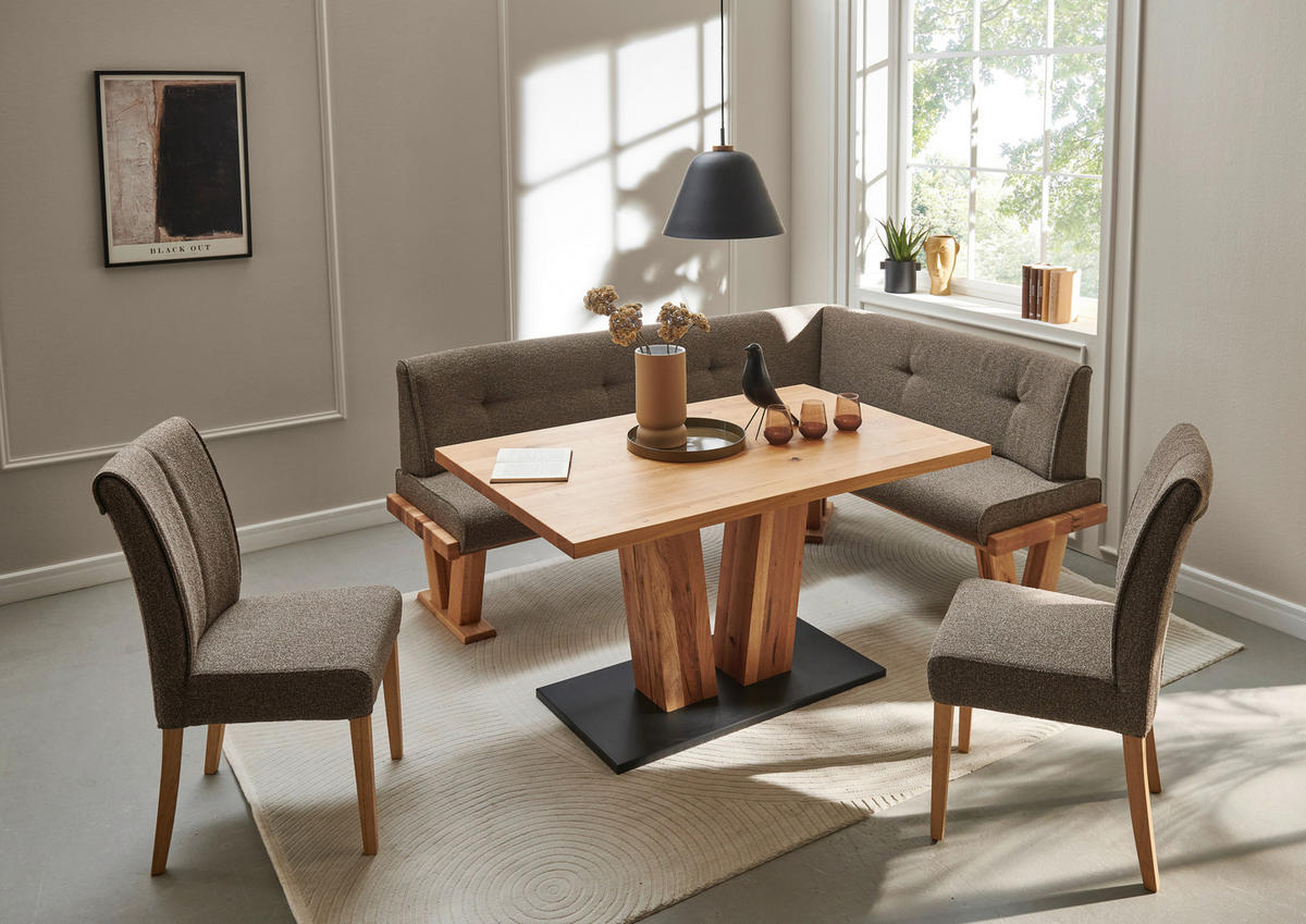 ECKBANK Holz, Textil Braun  - Eichefarben/Braun, Natur, Holz/Textil (155/225cm) - Moderano