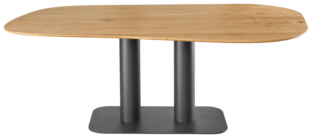 ESSTISCH Wildeiche massiv Freiform Eichefarben, Schwarz  - Eichefarben/Schwarz, Design, Holz/Metall (220/120/76cm) - Musterring