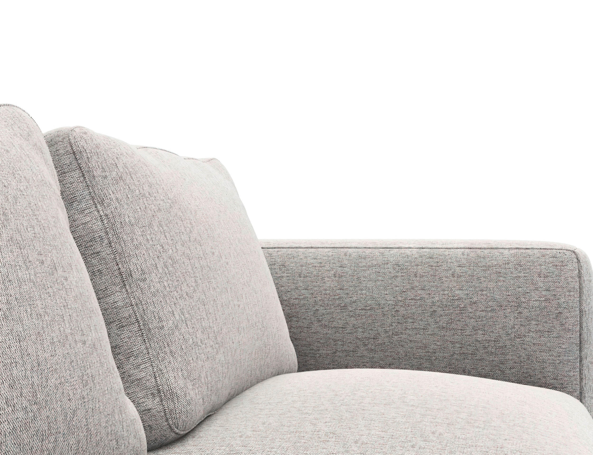 ECKSOFA Hellgrau Webstoff, Flachgewebe  - Hellgrau/Schwarz, Design, Textil/Metall (219/252cm) - Livetastic