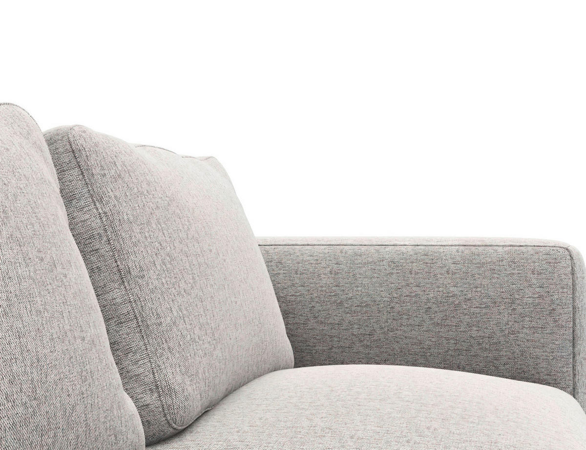 ECKSOFA Hellgrau Webstoff, Flachgewebe  - Hellgrau/Schwarz, Design, Textil/Metall (219/252cm) - Livetastic