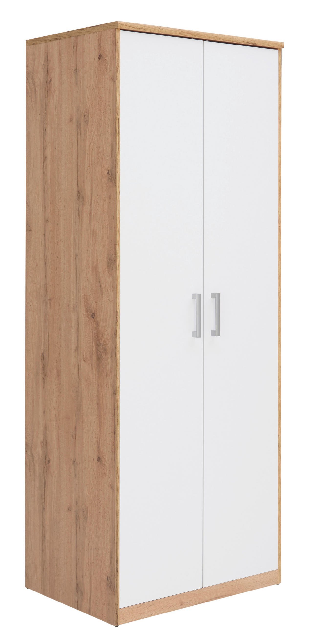 DULAP CU UȘI ROTATIVE alb, stejar Wotan - argintiu/alb, Konventionell, plastic/material pe bază de lemn (72/194/54cm) - Xora