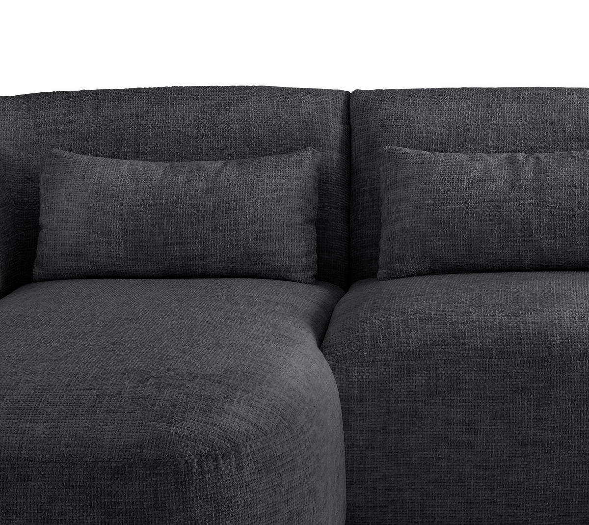 ECKSOFA in Struktur Schwarz  - Schwarz, Modern, Kunststoff/Textil (160/256cm) - Livetastic