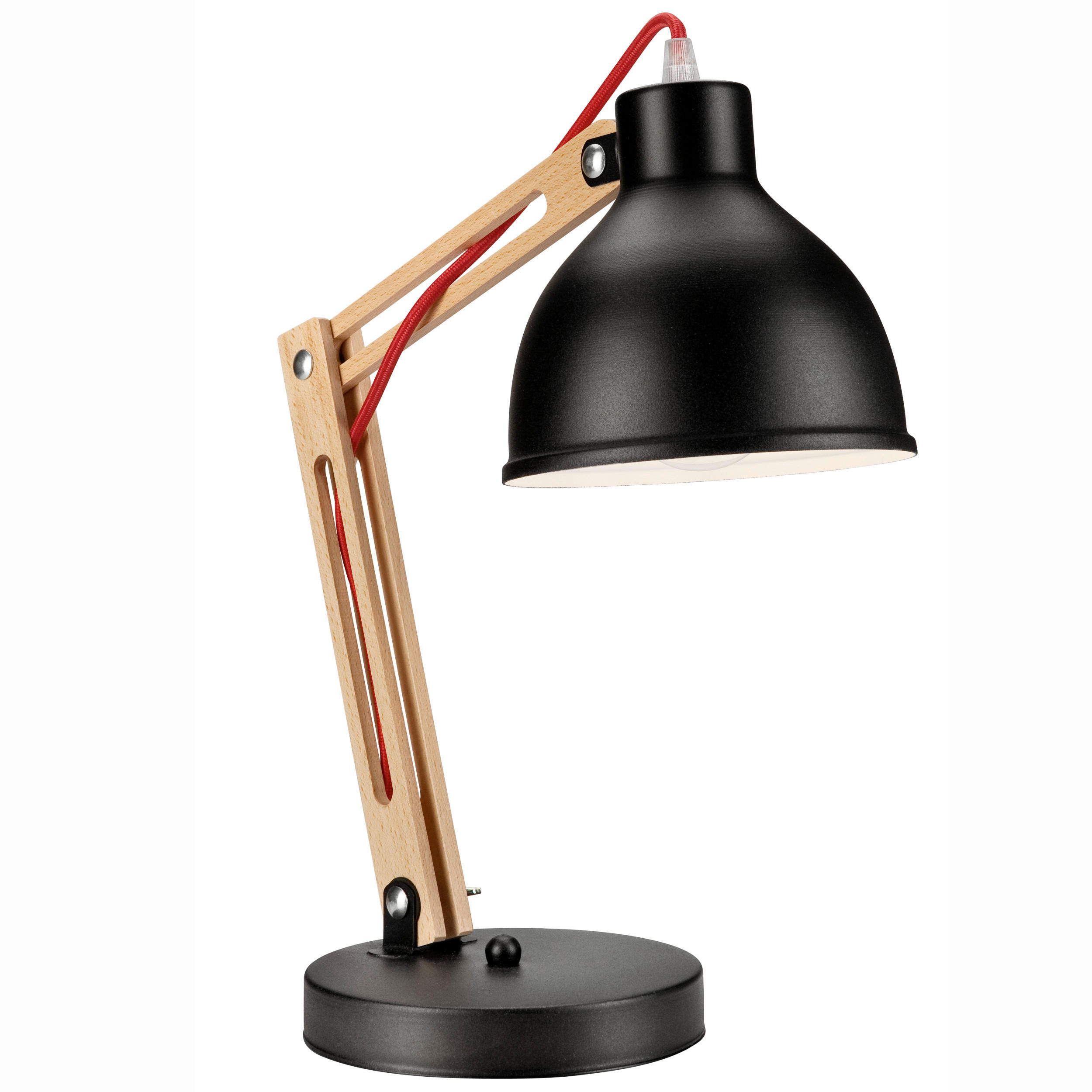 TISCHLEUCHTE Marcello 31/44 cm  - Buchefarben/Schwarz, Design, Holz/Metall (31/44cm)