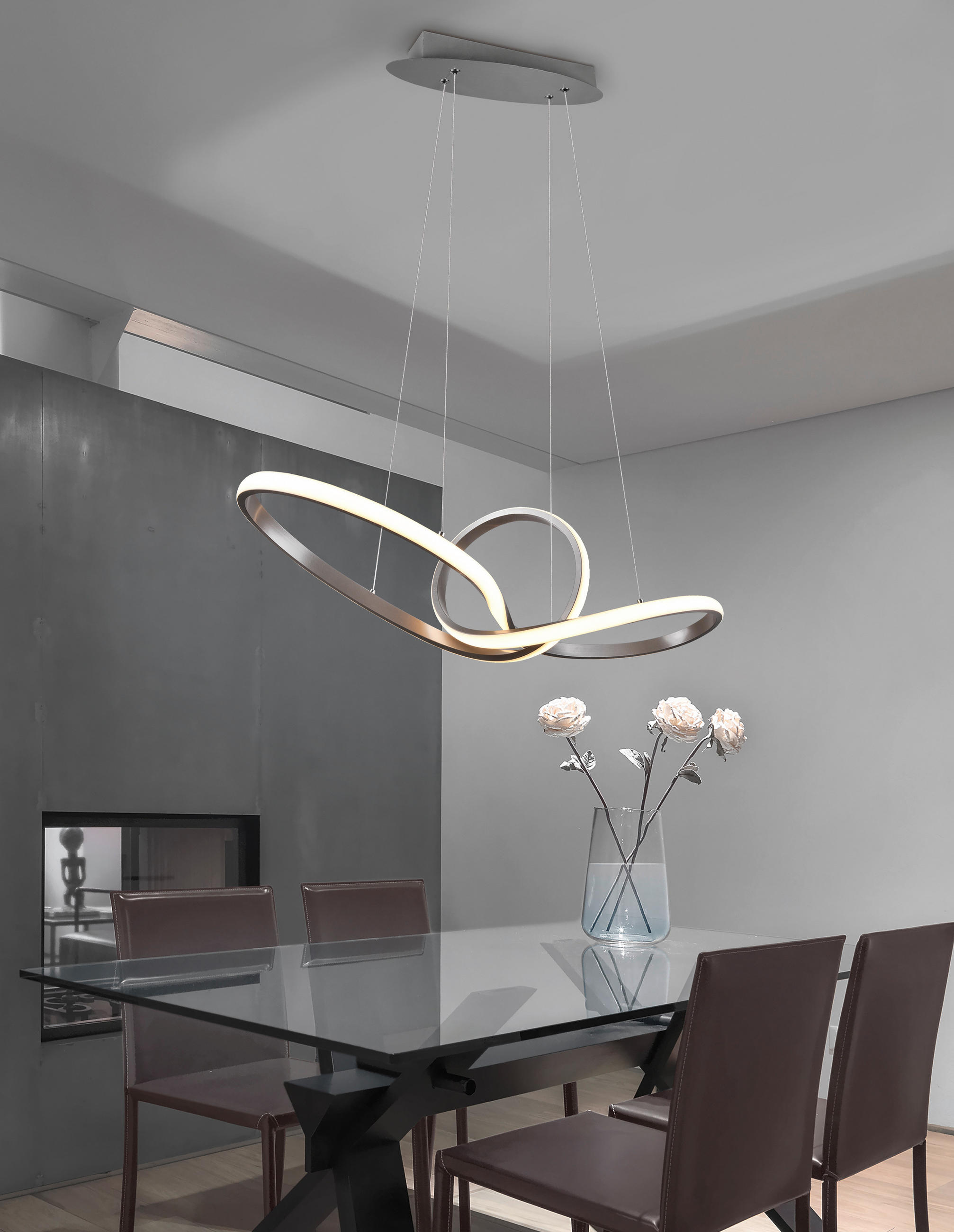 LED-HÄNGELEUCHTE  80/150/26,5 cm   - Nickelfarben, Design, Metall (80/150/26,5cm) - P & B