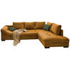 ECKSOFA Cognac Cord  - Dunkelgrün/Cognac, Design, Holz/Textil (298/202cm) - MID.YOU