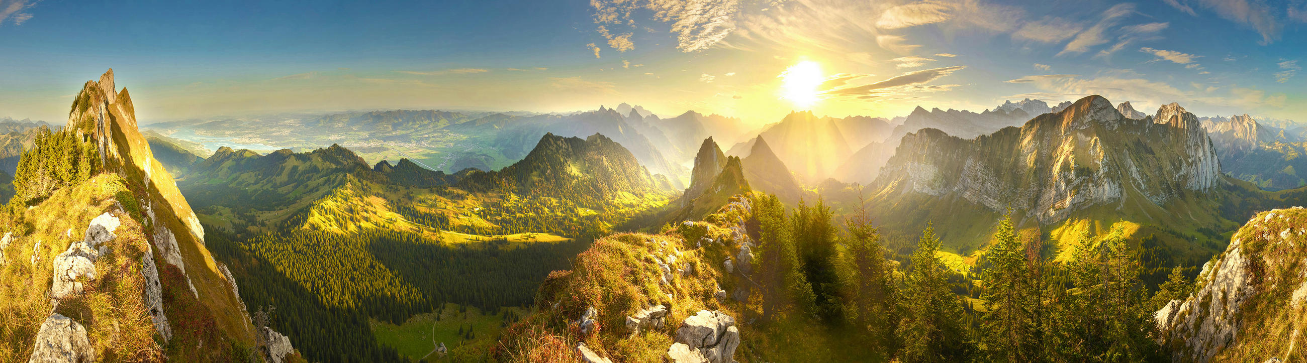 ACRYLGLASBILD Berge 50/180 cm  - Multicolor, Natur, Kunststoff (50/180cm) - Euroart