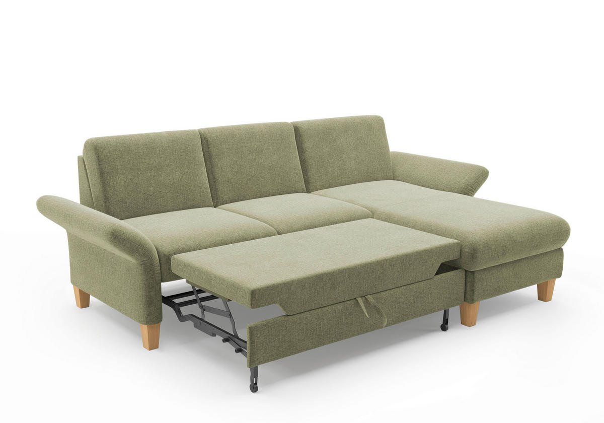 ECKSOFA ROCHELLE E Hellgrün Flachgewebe  - Eichefarben/Hellgrün, KONVENTIONELL, Holz/Textil (251/164cm) - Sit & More