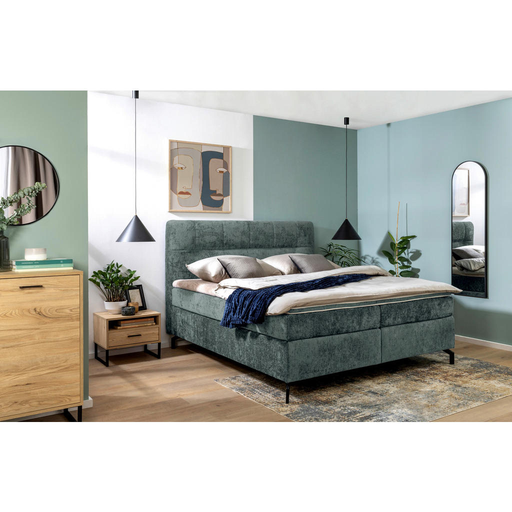 Thumbnail - Esposa Boxspringbett, Dunkelgrau, Textil, H2 + H3, Höhe ca. 17 cm, 160x200 cm, Stoffauswahl, Topper durchgehend, Matratz...