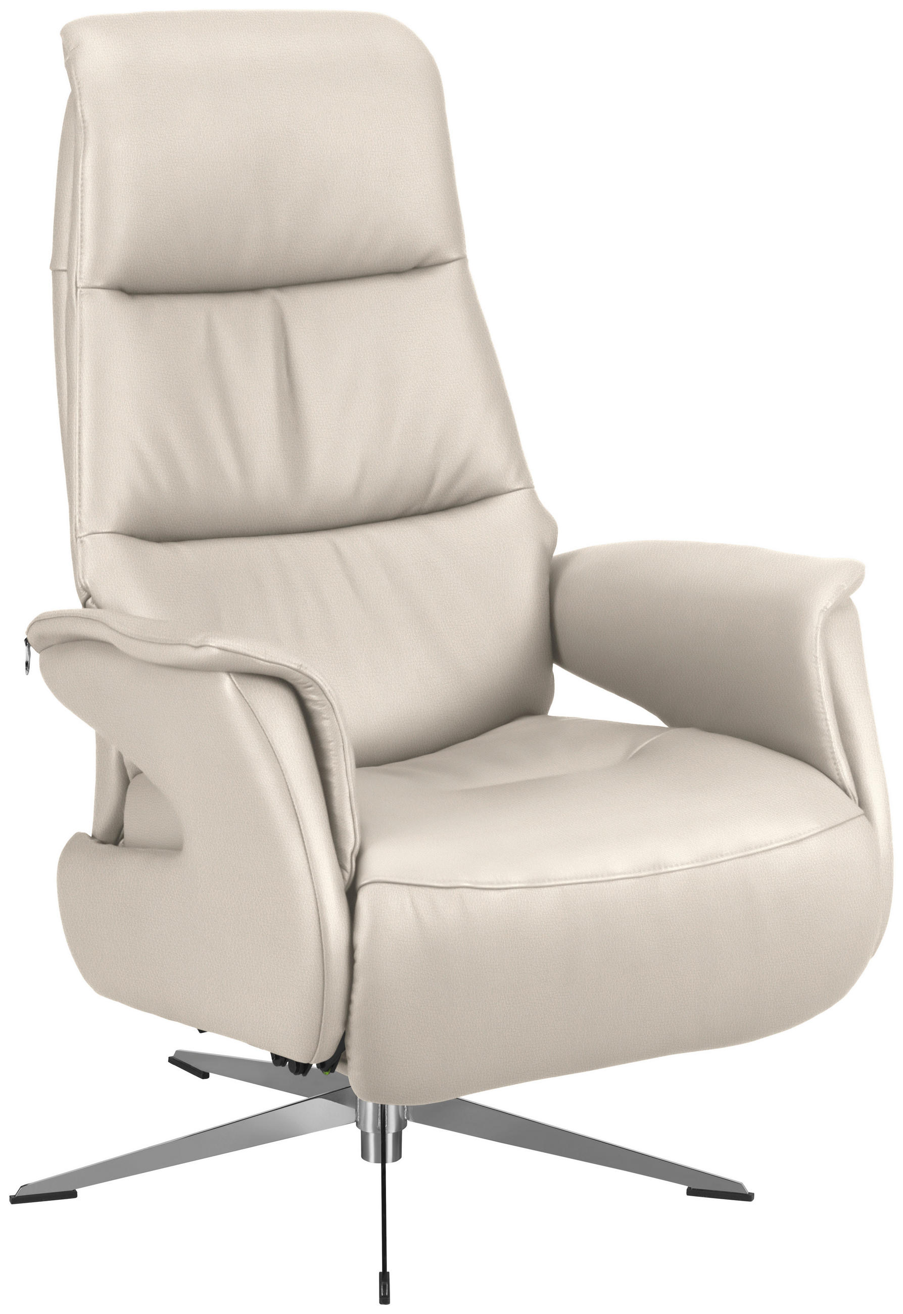 RELAXSESSEL Echtleder Relaxfunktion, Rücken echt    - Chromfarben/Creme, Design, Leder/Metall (74/108/86cm) - Welnova