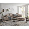 ECKSOFA Creme Mikrovelours  - Creme/Schwarz, KONVENTIONELL, Kunststoff/Textil (265/217cm) - Carryhome