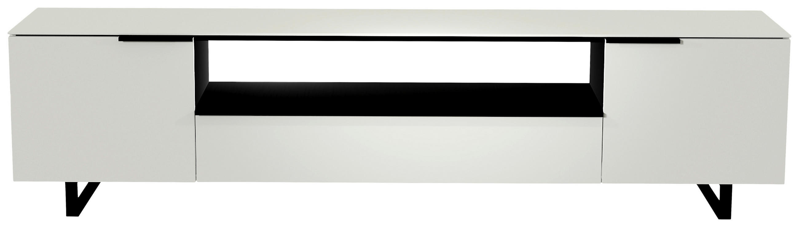 LOWBOARD Schwarz, Weiss  210/51/45 cm  - Weiss/Schwarz, Design, Glas/Holzwerkstoff (210/51/45cm) - Moderano