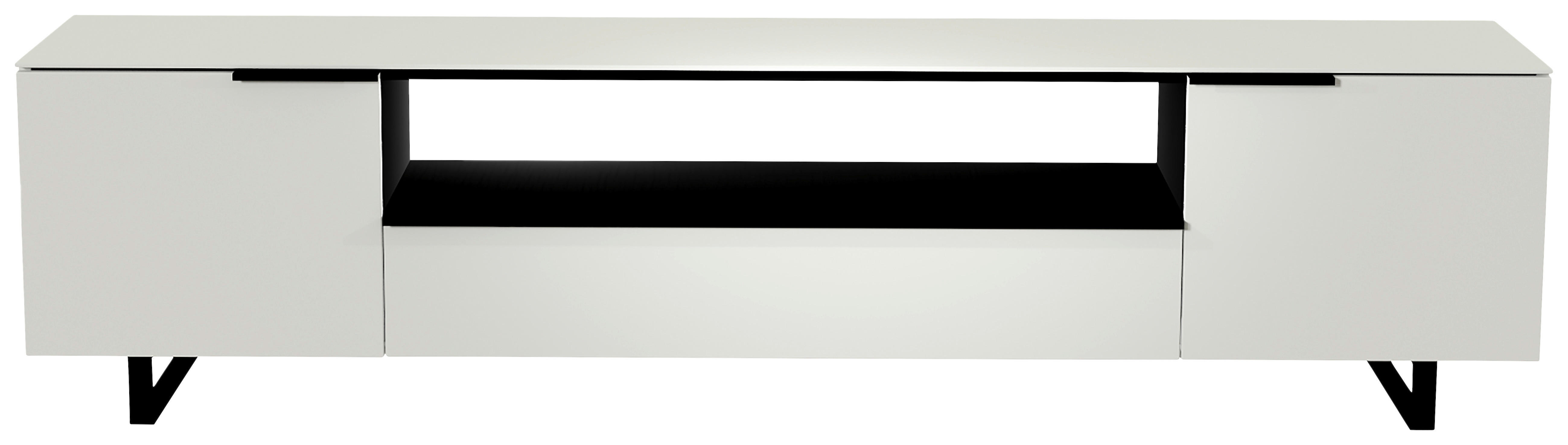 LOWBOARD Schwarz, Weiß  - Schwarz/Weiß, Design, Glas/Holzwerkstoff (210/51/45cm) - Moderano